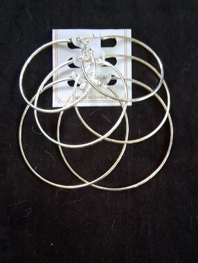 Fashion Jewelry Silver Multi-Hoop Dangle Earrings